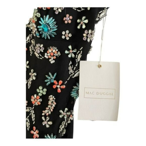 Mac Duggal Beaded Black Sleeveless Slit Formal Gown Long Dress Size 12 NWT - Picture 5 of 9